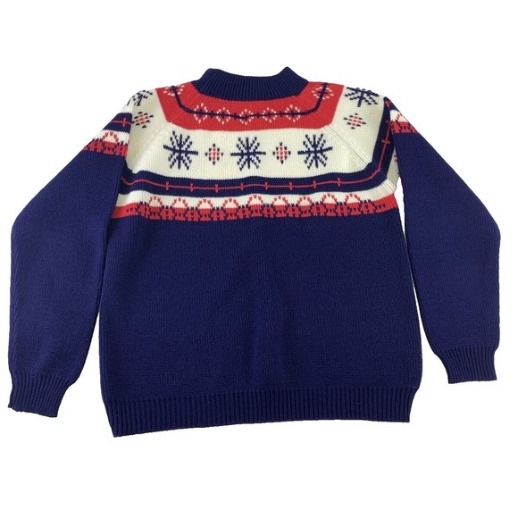 jcpenney Sweaters - JCPenney Towncraft Fair Isle Knit Sweater Navy Red Acrylic Pullover Vintage Med